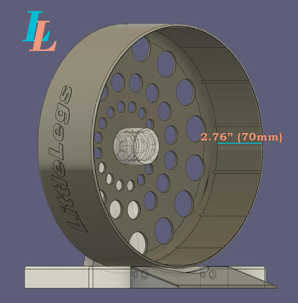 LittleLegs medium-depth smart exercise wheel with 2.76-inch (70 mm) running surface.