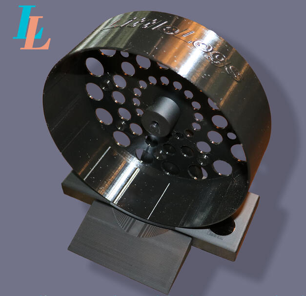 Front view of the LittleLegs medium smart exercise wheel in black PETG.
